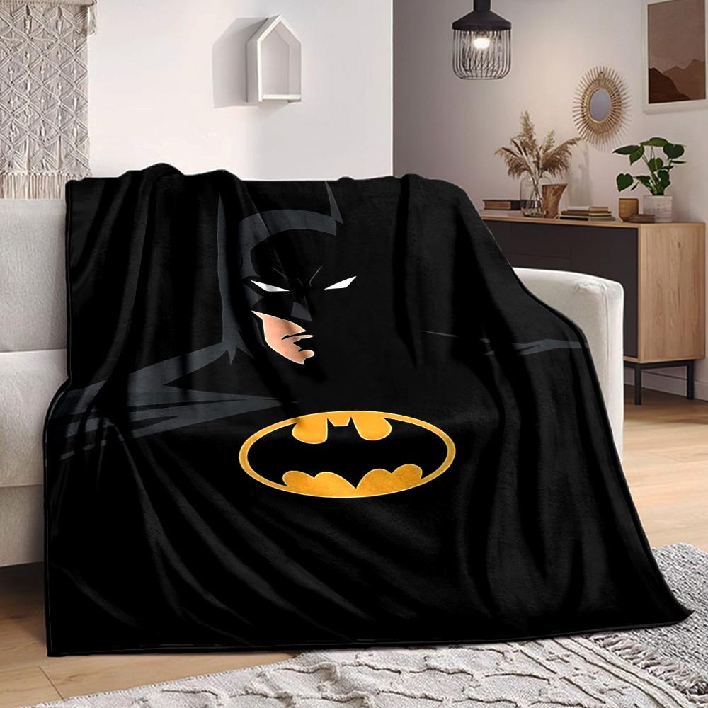 1pc Batman Symbol Flannel Throw Blanket - HD Printed Lightweight Soft Warm All-Season Blanket for Sofa, Bed, Travel, Camping 121