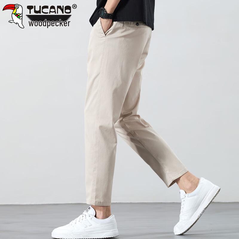 TUCANO Men's Ice Silk Casual Straight Fit Ankle Pants