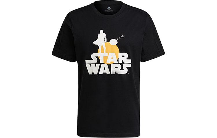 Adidas STAR WARS T Shirts Men s Black Crew Neck Moderate Straight Fit GS6224 XS
