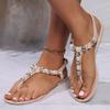 Luxury Silver Glitter Pearl Decoration Ankle Strap Black Sandals Women 2025 Summer Flat Heels Nude Flip Flops Sexy Beach Sandals