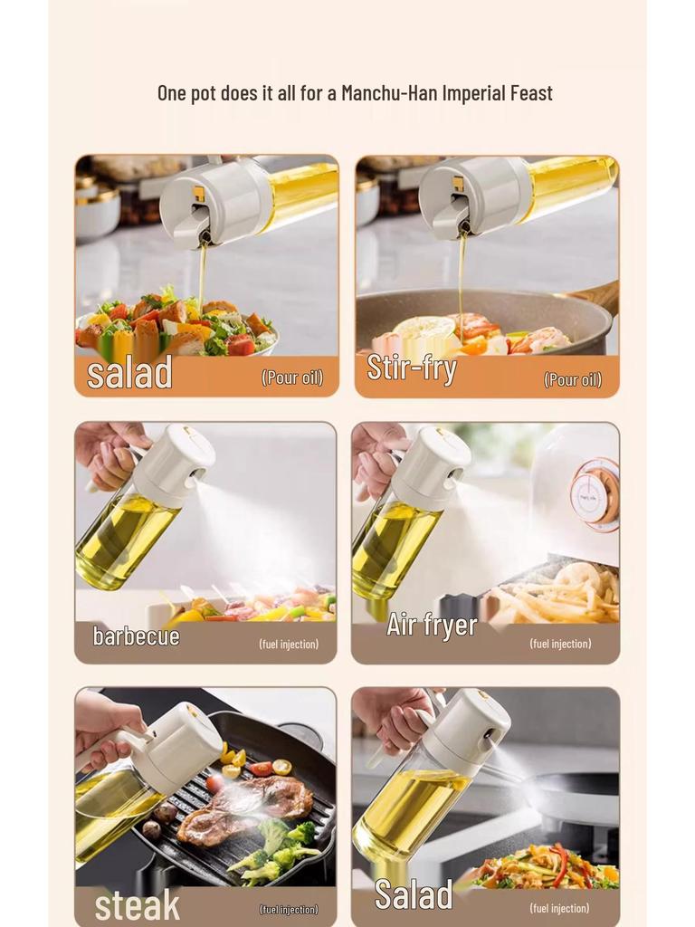 Multifunctional Glass Oil Sprayer & Pourer - Food-Grade, Leak-Proof Kitchen Bottle for Seasoning