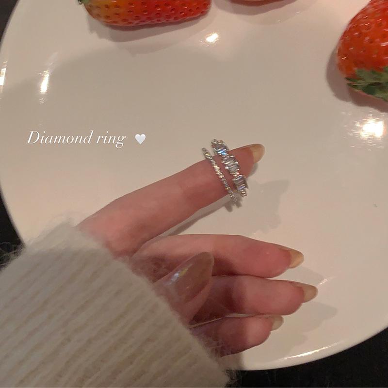 

Elegant Micro-Pave Diamond Open Ring: Luxurious Versatile Design for Women