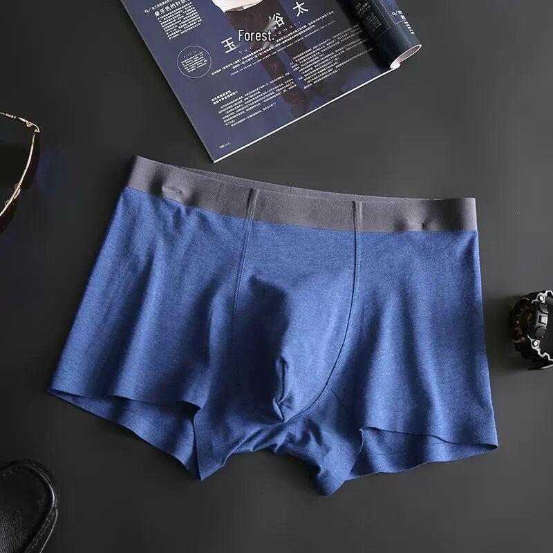 Seamless Modal Men s Boxer Briefs, Breathable One-Piece Shorts, Sexy Plus Size with Red Waistband XXL