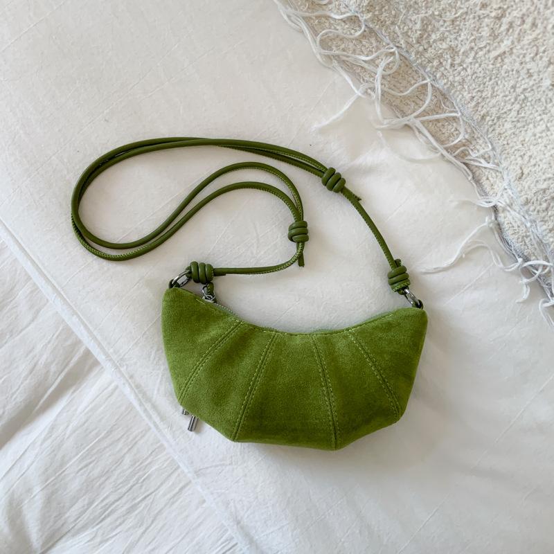 2025 Summer Casual Fashion Armpit Dumpling Bag Fashionable Croissant Bag Vintage Nubuck Leather One Shoulder Crossbody Bag Bag Woman