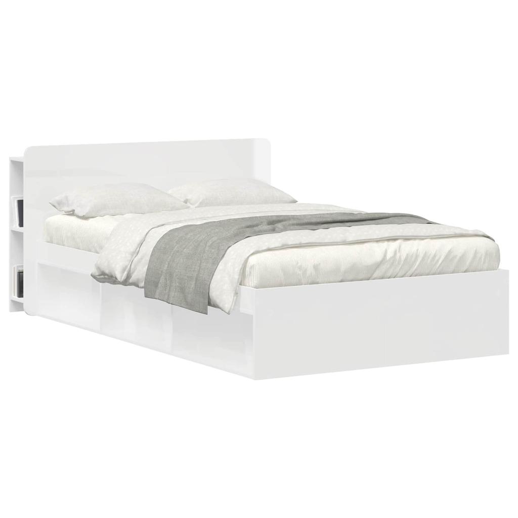 Headboard Cabinet with Storage White Wood Based Material