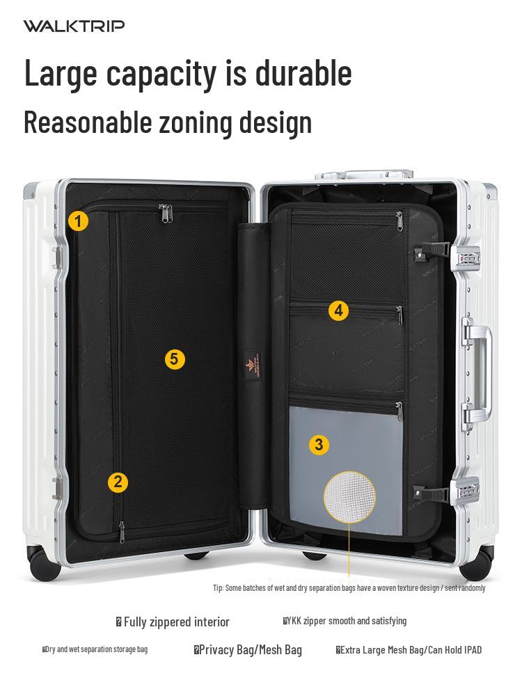 Xingzhi Lv Aluminum Suitcase with Universal Wheels - 20/24/26/28 inch Travel Trolley, Unisex Design