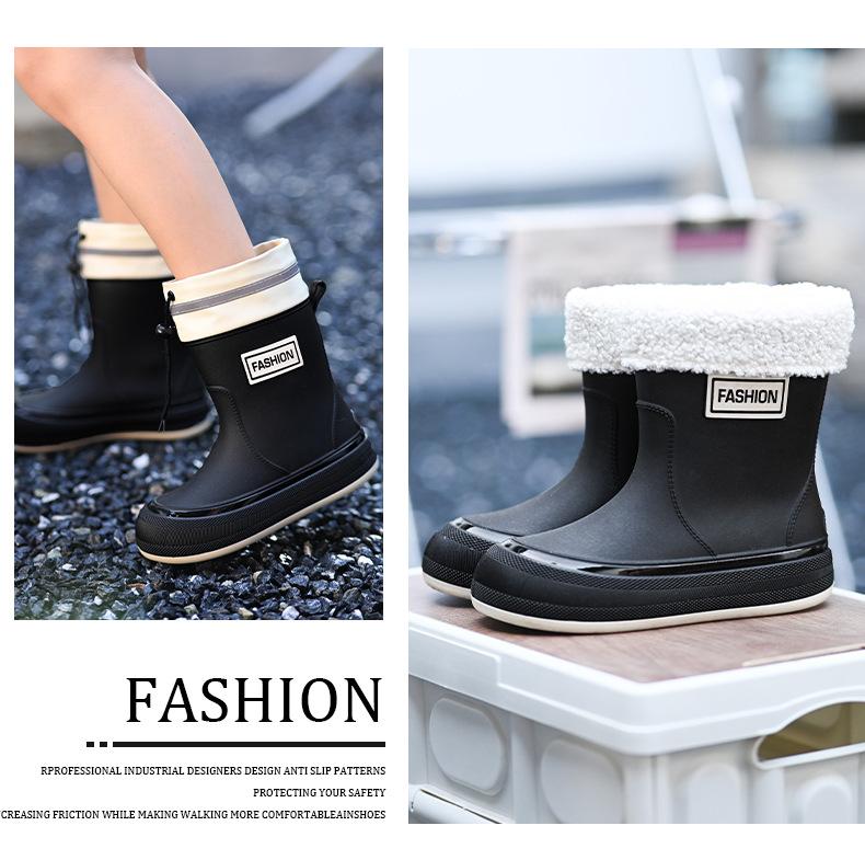 New non-slip rain shoes women's short tube outer wear rain shoes student fashion rain boots thermal rubber shoes low tube water shoes