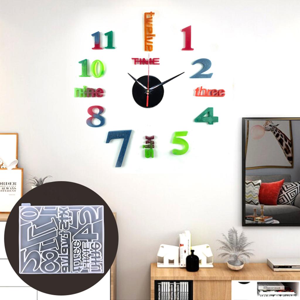 For Creative Numeral Clock UV Epoxy Resin Mold Wall Clocks Crystal Silicone Mould DIY Crafts Jewelry Home Decorations Mo