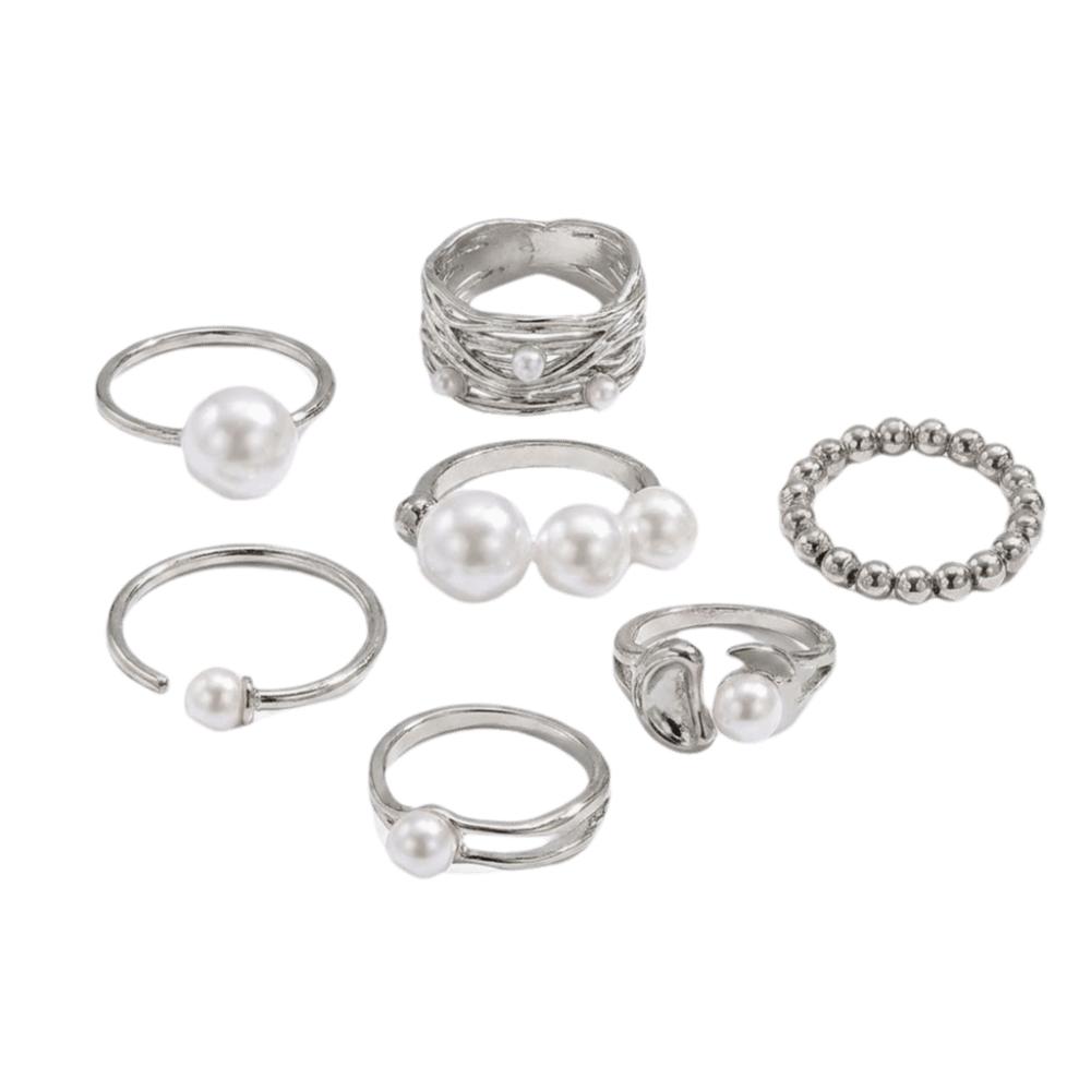 6/8/12 pcs/set Gold Sliver Open Ring Sets Zinc Zinc Alloy Floral Ring Elegant Geometric Baroque Ring Gift