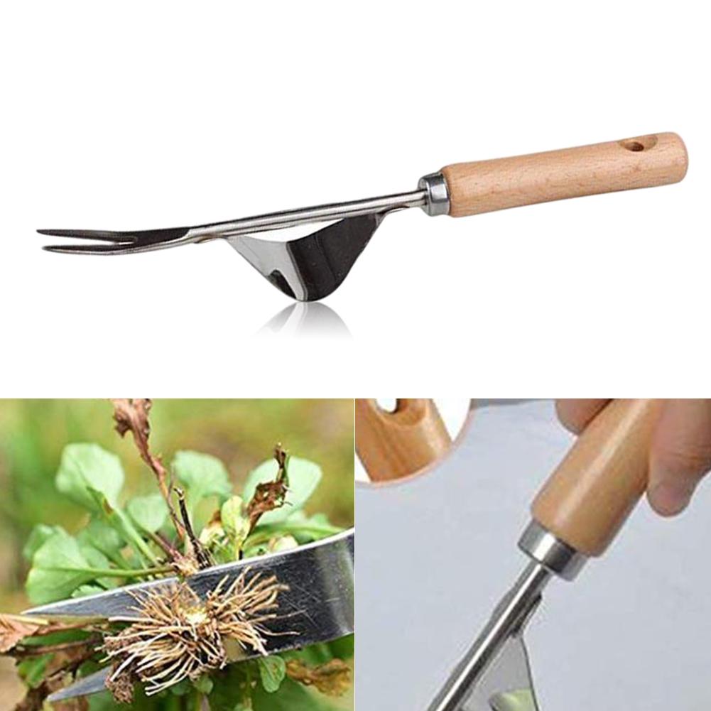 Sarchiatore da Giardino in Acciaio Inossidabile con Manico in Legno Rimozione Manuale delle Erbacce Taglierino Strumenti Estrattore Denti di Leone Sarchiatore Multifunzione Trapianto