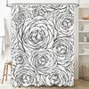 Black White Rose Shower Curtain Bathroom Decor Vintage Flower Waterproof Linen Fabric Home Decoration Printing for Bathrooms