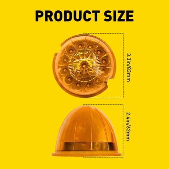 2PCS Universal Amber LED Watermelon Light Side Marker Turn Signal Light Lamp