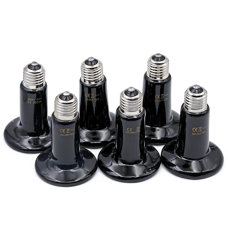 25W 50W 75W 100W 150W 200W Far Infrared Pet Heating Lamp Ceramic 110V 220V Reptile Turtle Brooder Bulb Heat Emitter Light Bulb