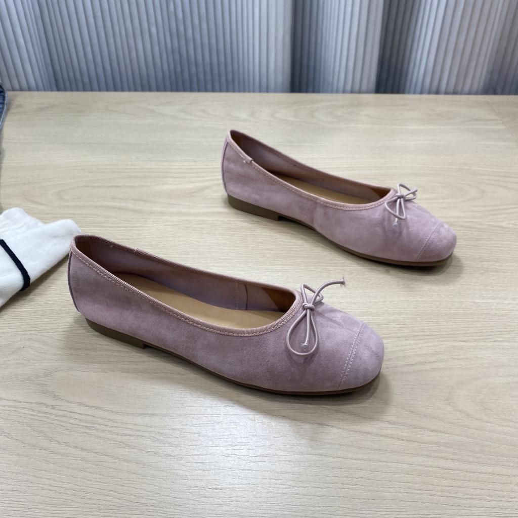 Scarpe pigre primavera e autunno 2025 scarpe da ballo con suola morbida a bocca bassa fondo piatto fiocco punta rotonda scarpe singole donna