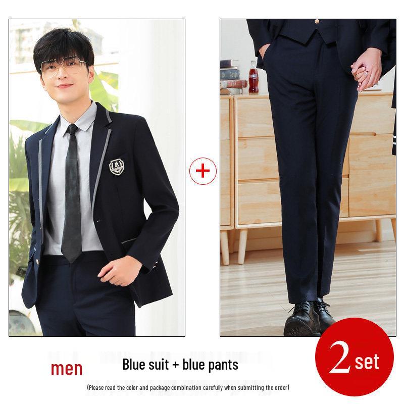 Unisex College-Style JK Uniform: Pleated Skirt & Suit Set