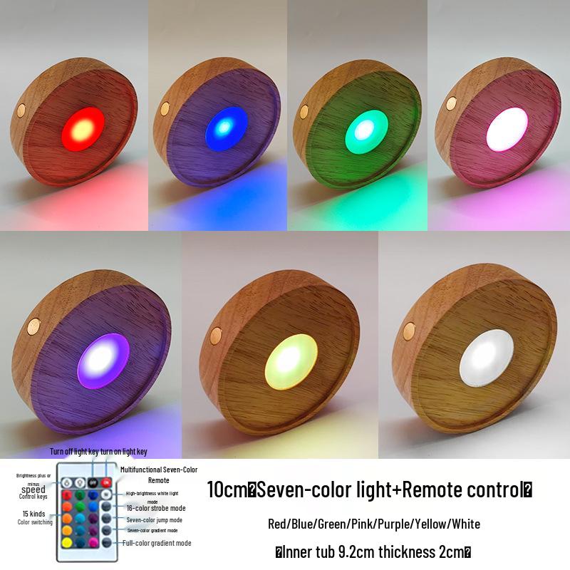 LED-Lit Solid Wood Base DIY Aromatherapy Diffuser with Stone Crystal Ornament