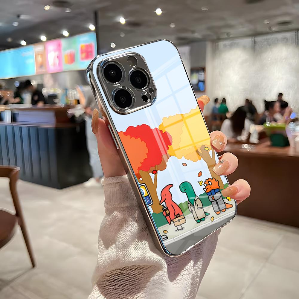 

Cartoon Joguman Studio Phone Case For IPhone 17 Pro Max 15 Pro 16 14 Plus 12 13 Mini 11 Pro Shockproof Electroplated Glass Cov iPhone 13 Pro