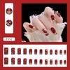 Wine Red Glossy Fake Nails New Year Square Tips Reusable Artificial Nail for Daily Students Nail Decoration