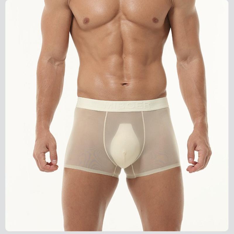 Full Mesh Transprent Underwear Men Sexy Ultra Sheer Boxer Trunks Seamless Underpants Bulge Pouch Panties Male Gay Smooth Knicker