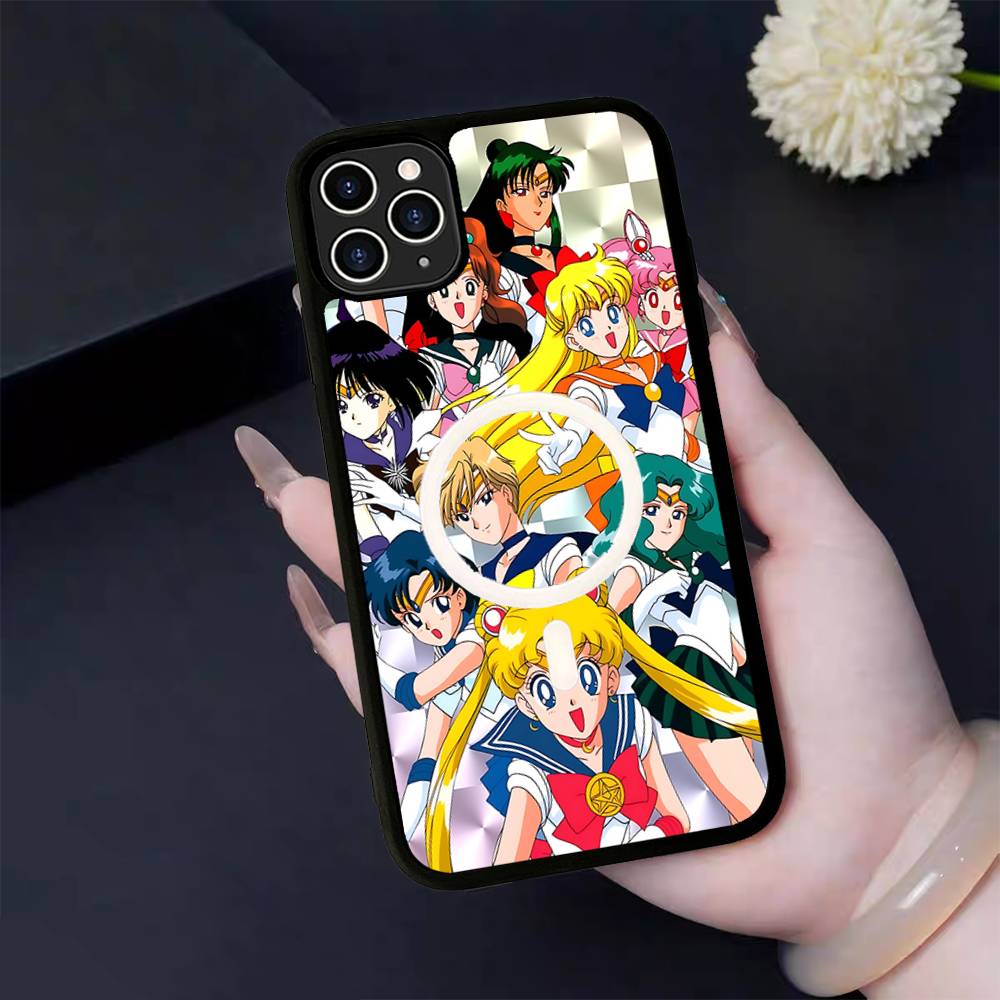 Anime S-Sailors M-Moons Für Magsafe Magnetische Handyhülle Für IPhone 17 16 15 14 13 12 11 Plus Pro Max PC+TPU Hülle