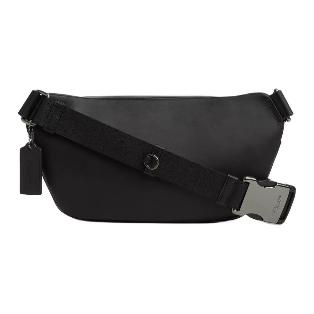 Coach Elias 29 Estampa de Assinatura Fechamento com Zíper Lona Revestida Bolsa de Cintura Grande Bolsa de Cintura Masculina Preto CZ400-QBMI5
