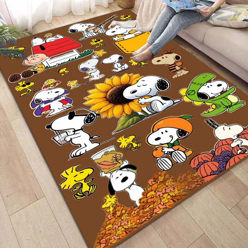 Non-slip area rug for living room with Snoopy cartoon design, soft rug for bedroom, children s playroom, sofa, home decor, doorm 60x90cm
