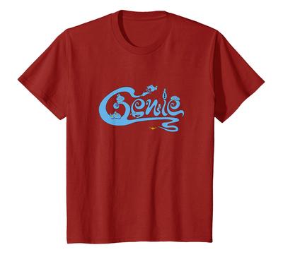 Disney Aladdin Genie Different Expressions Chest Text Logo T-Shirt