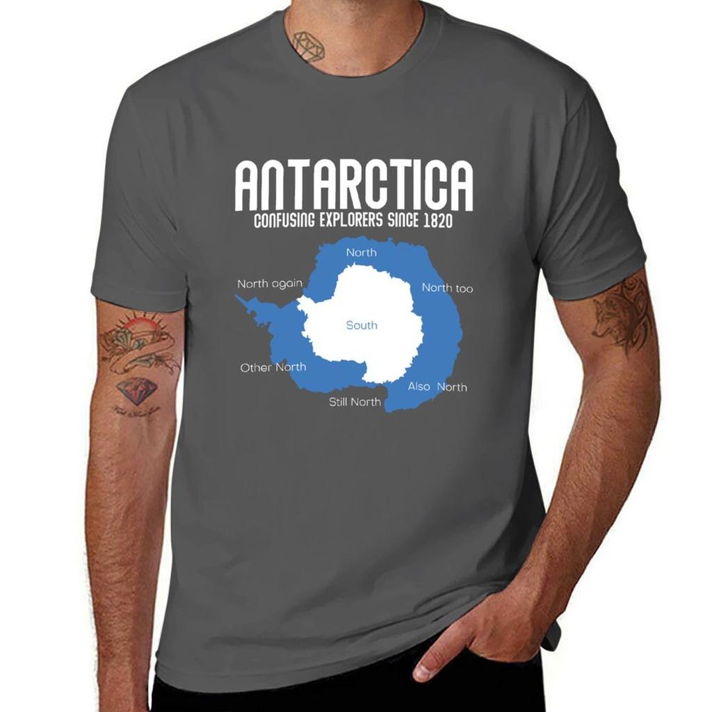Antarctica Confusing Explorers Since 1820 Funny Antarctica Gear T-Shirt man t shirts for men casual cotton t shirt pack T-Shirt