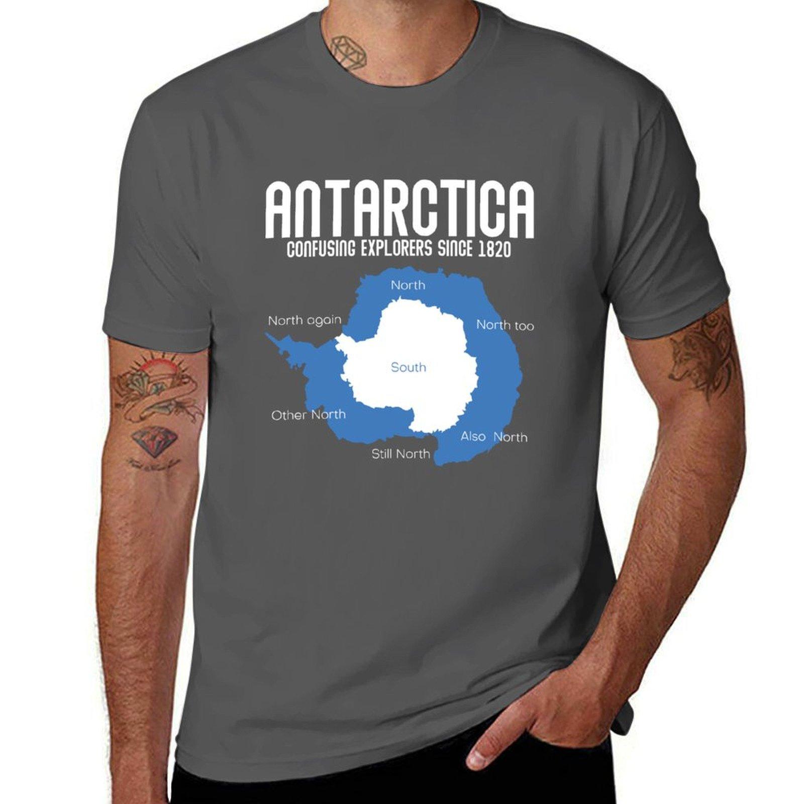 

Antarctica Confusing Explorers Since 1820 Funny Antarctica Gear T-Shirt man t shirts for men casual cotton t shirt pack T-Shirt 4XL