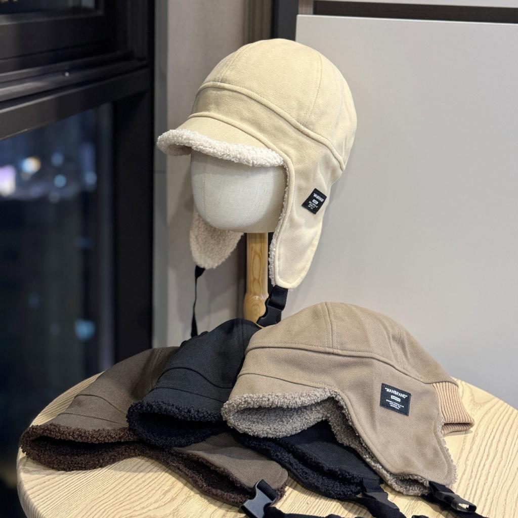 Velvet Winter Lei Feng Hat for Men and Women Outdoor Cycling Cold and Warm Ear Protection Hat Versatile Skiing Pilot Hat