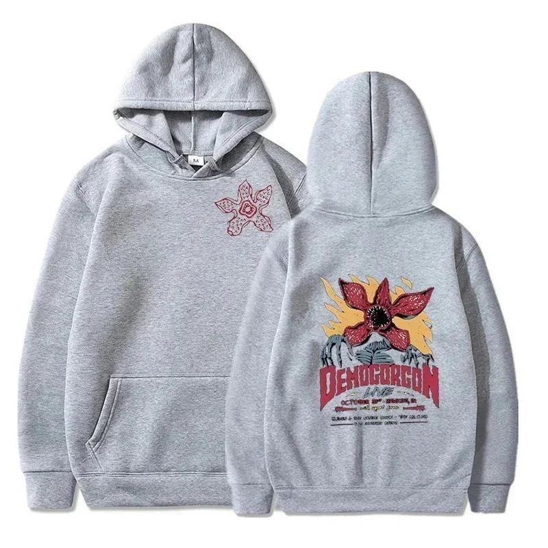 Unisex Velvet Loose Hoodie with Strange TV Show Words Design - Spring/Autumn
