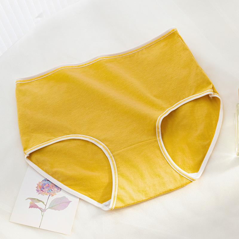 Women's Cotton High Waisted Underwear Macaron Color Series Simple Solid Color Comfortable Soft Mid High Waisted Triangle Waistband