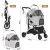 Foldable 3-in-1 Dog Cat Stroller, Pet Stroller with 360° Wheels, Storage Basket, Mesh Window, Cup Holder