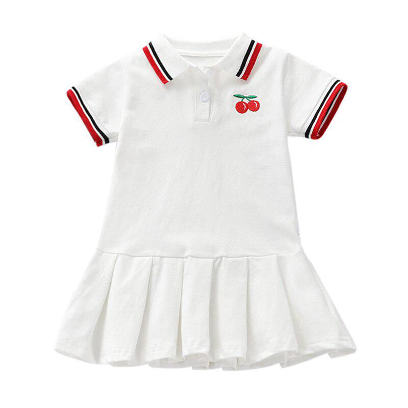 Summer Baby Girls Casual Clothes Dress Cherry Print Short Sleeve Dress Kids Toddler Pageant Dresses
