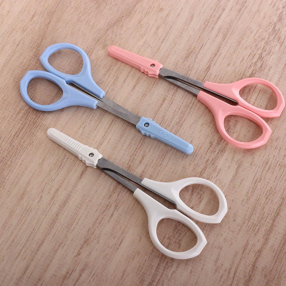 Stainless Steel Straight Curved Tip Scissors Multifunctional Round Head Nose Hair Scissors  Salon