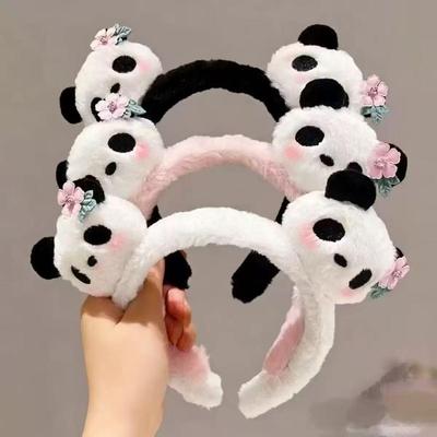 Süßes Panda Hua Hua Plüsch-Stirnband für Kinder - Internet-Berühmtheiten-Stil Gesichtsreinigung und Reise-Haaraccessoire.