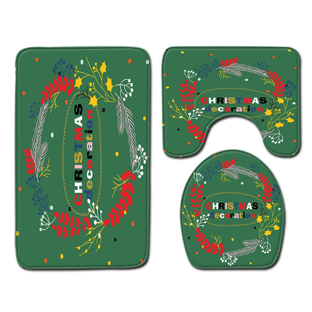 Christmas Bathroom Floor Mat Toilet Three-Piece Set