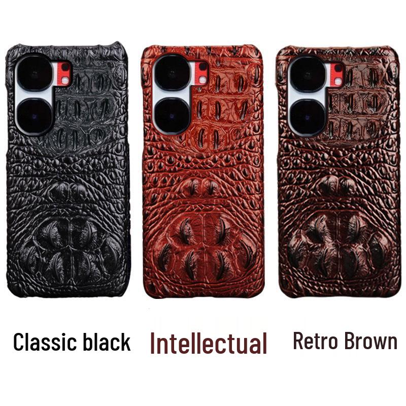 

iQOO Neo6 Чехол для телефона из кожи крокодила и телячьей кожи - Высококлассный защитный чехол для Neo6SE Other Models Contact коричневый