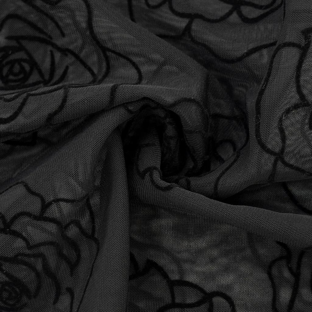 Men's Rose Floral Mesh Sheer Button Short-sleeved Shirt