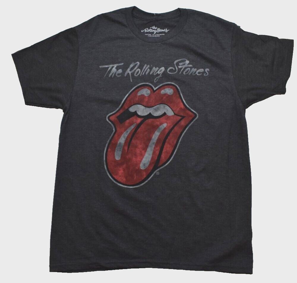 Мужская классическая футболка The Rolling Stones с графическим принтом «Язык» Угольно-серый меланж Новая с биркой 2XL Унисекс XXXXL