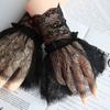 Women Fake Arm Sleeves with Short Tassels White and Black Pleated Cuff Beautiful Lace Accessories Outdoor Embellishments