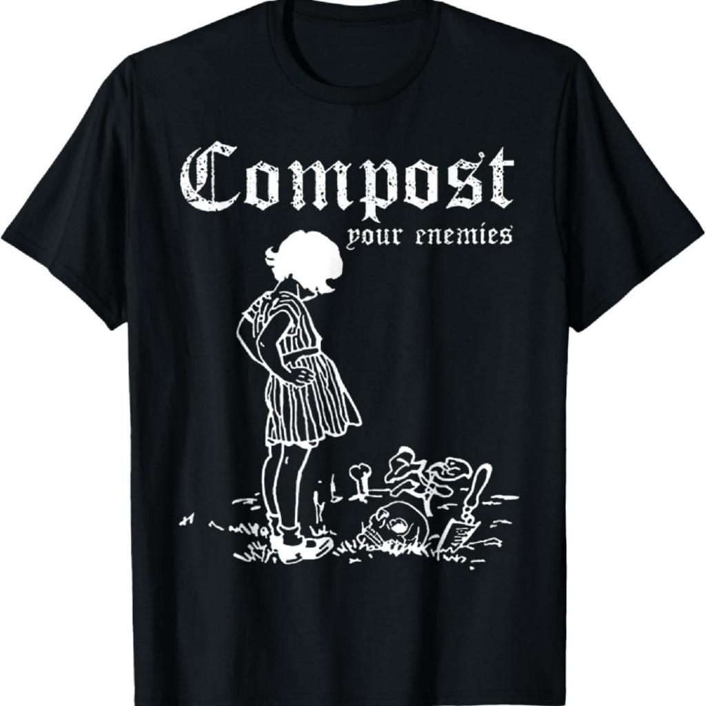 Compost Your Enemies T-Shirt - Compost Your Enemies T-shirt - Unisex-Adults - Black - Small - Short Sleeve - T-Shirt - Cartoon Print T-Shirt
