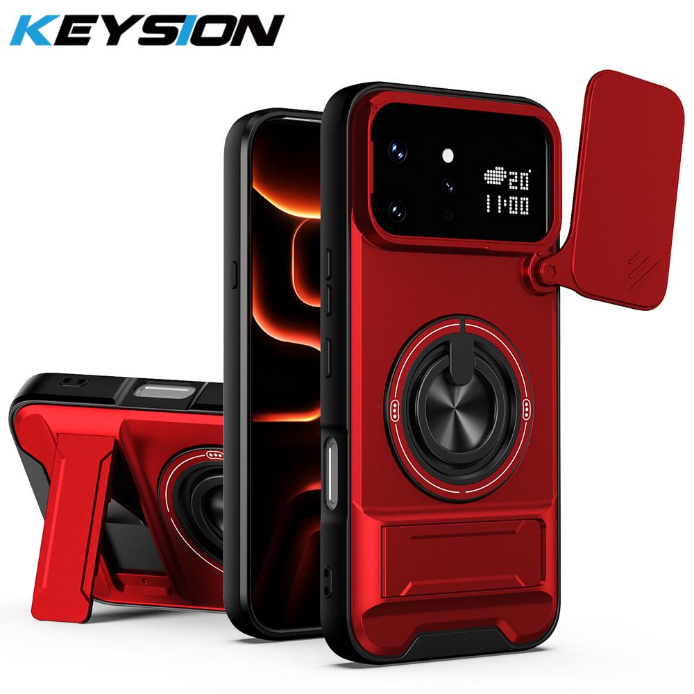 KEYSION Magnetic Phone Case for Infinix Note 60 Ultra 5G Slide Camera Protection Upright Stand 360° Ring Shockproof Back Cover
