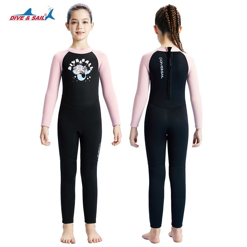 Kids 2.5mm Neoprene Wetsuit Full Body Long Sleeve Snorkeling Swimming Surfing Warmth Protection Girls