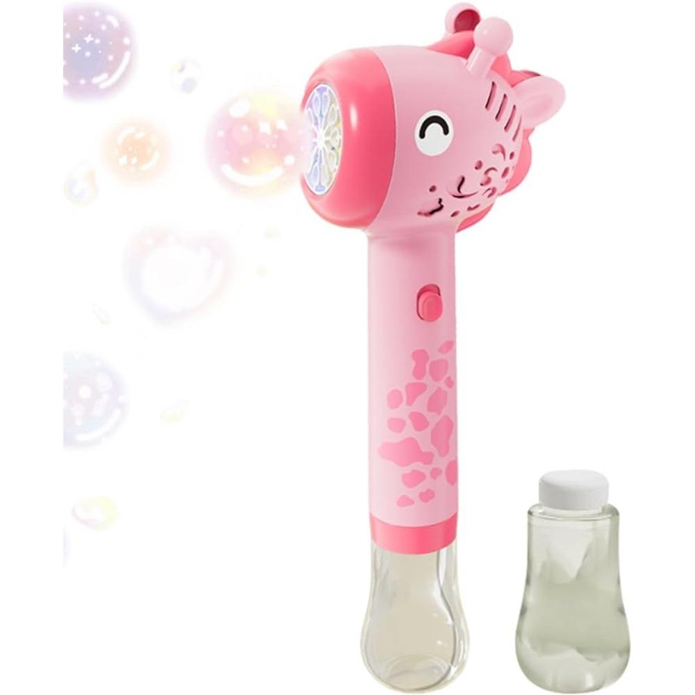 Animal Bubble Blower Wand with Solution Giraffe Bubble Machine Maker with Light 10 Hole Light Up Automatic Bubble Machine
