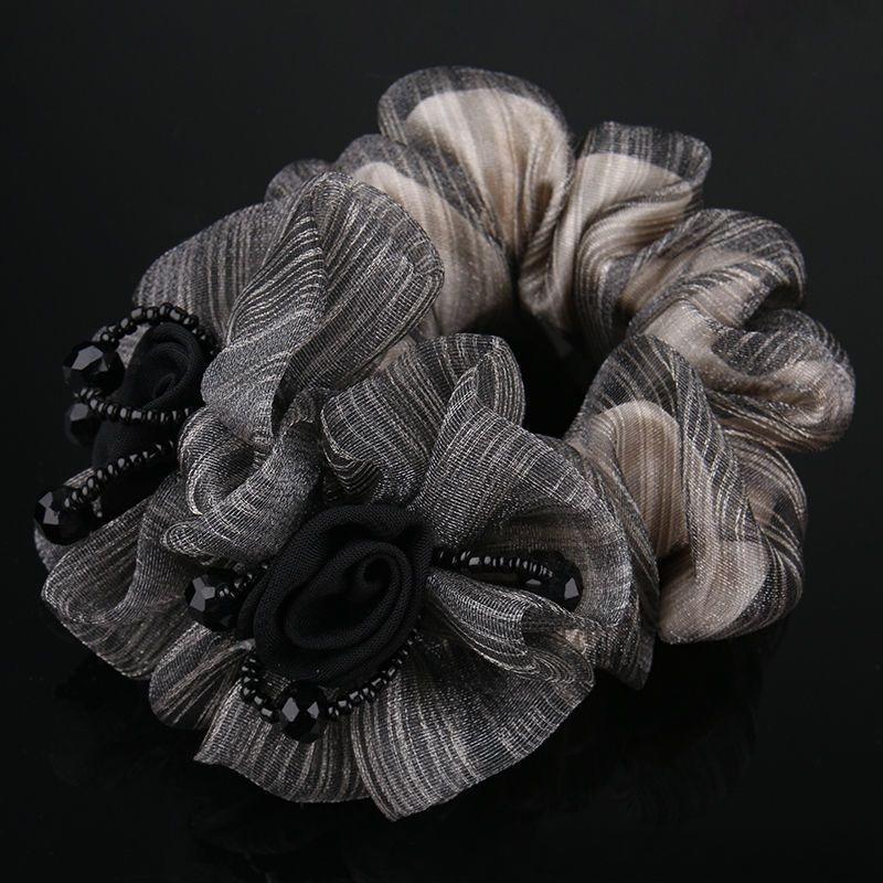 1PC Korean Flower Headband, Large Intestine Headband, Mesh Yarn, Middle-aged Woman, Flower Hair, Rubber Headband.