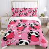 Cute Panda HD Print Polyester Bedding Set,Kids or Adults for Beds Quilt Cover Pillowcase Bedding Set,girl King Size Bedding Set