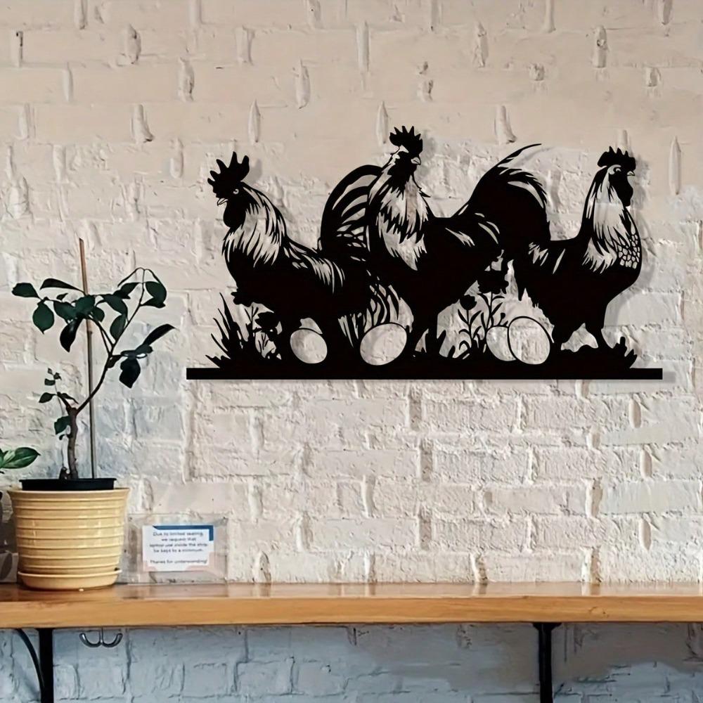1 Pezzo Decorazione Murale di Pollo in Metallo Rustico Ornamento da Fattoria Arte per Interni Esterni Casa Giardino Appeso Regalo