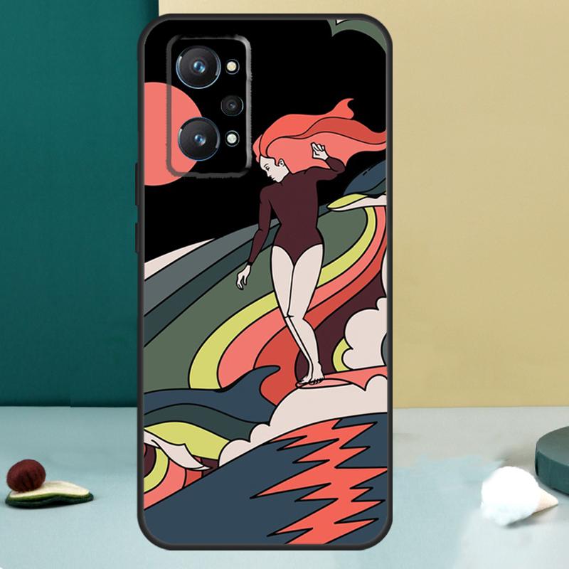 Surfboard Surfing Surf Girl For Realme GT 6T 5 6 GT 7 Pro C67 C75 C61 C55 C53 C51 C21Y C25S 10 11 12 13 14 Pro Plus Case