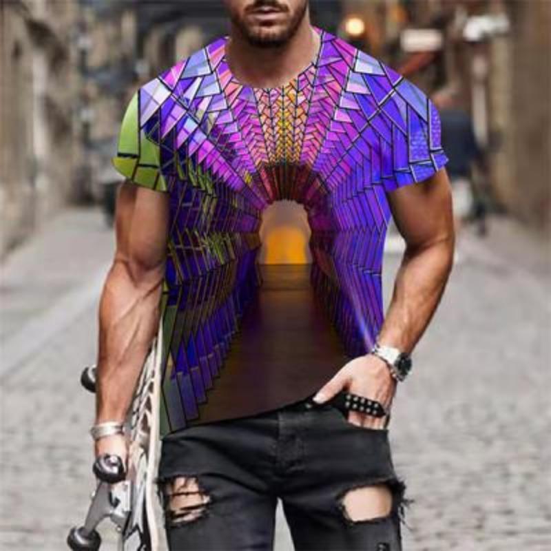 Herr 3D-tryckt kortärmad T-shirt Casual Sportmode Sommar Utomhus T-shirt